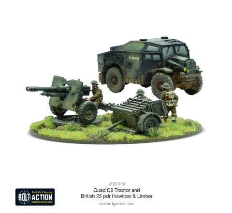 Bolt Action British Quad C8 Tractor And British 25 Pdr Howitzer & Limbe